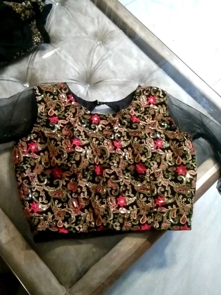 Embroidered Black Blouse