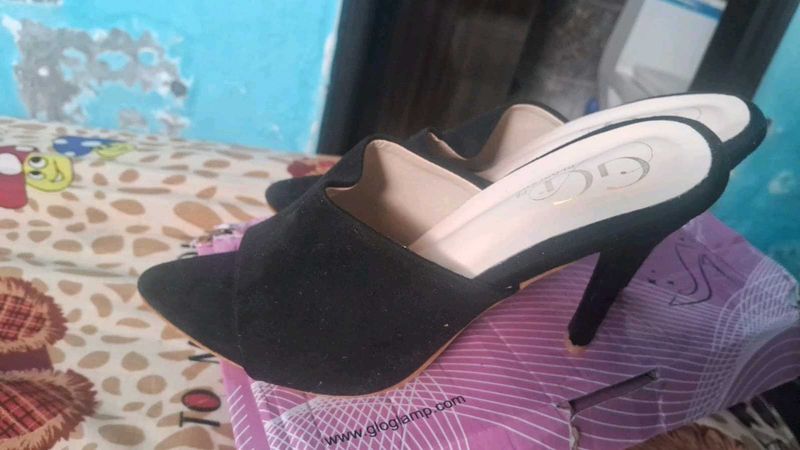 Black Heeled Mules