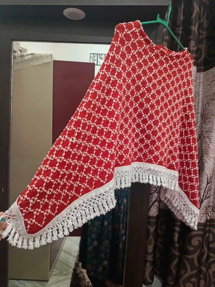 Red And White Cape Top