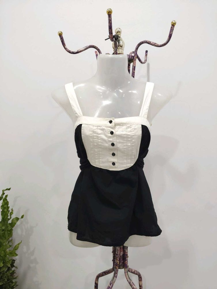 H&amp;M Black &amp; White Tie Top