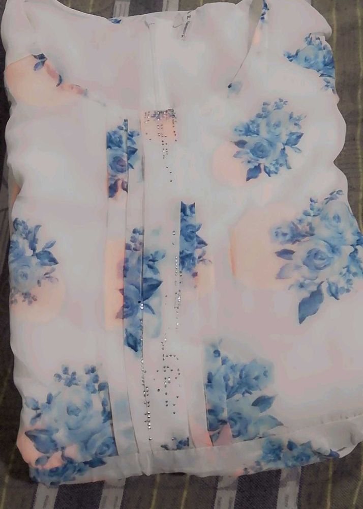 Floral Print Chiffon Top Xxl