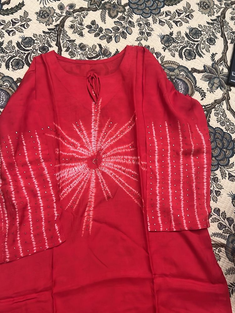 Mukesh Work Muslin Kurti