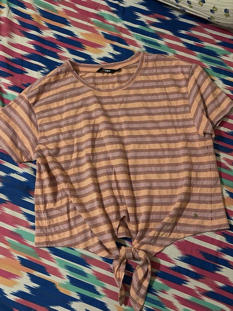 Striped Tie-Front Top