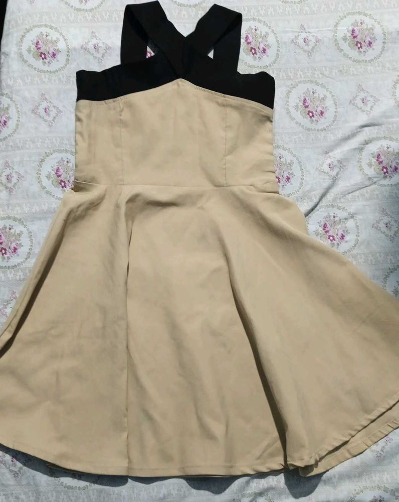Tan Fit &amp; Flare Dress