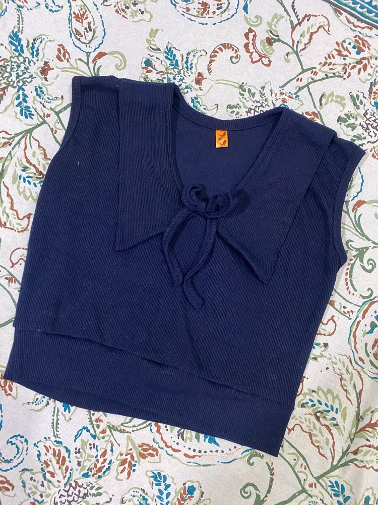 Navy Sleeveless Top