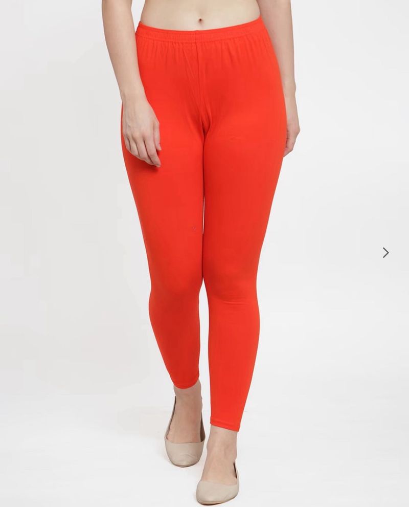 Orange &amp; Cement Colour Cotton Leggings Combo