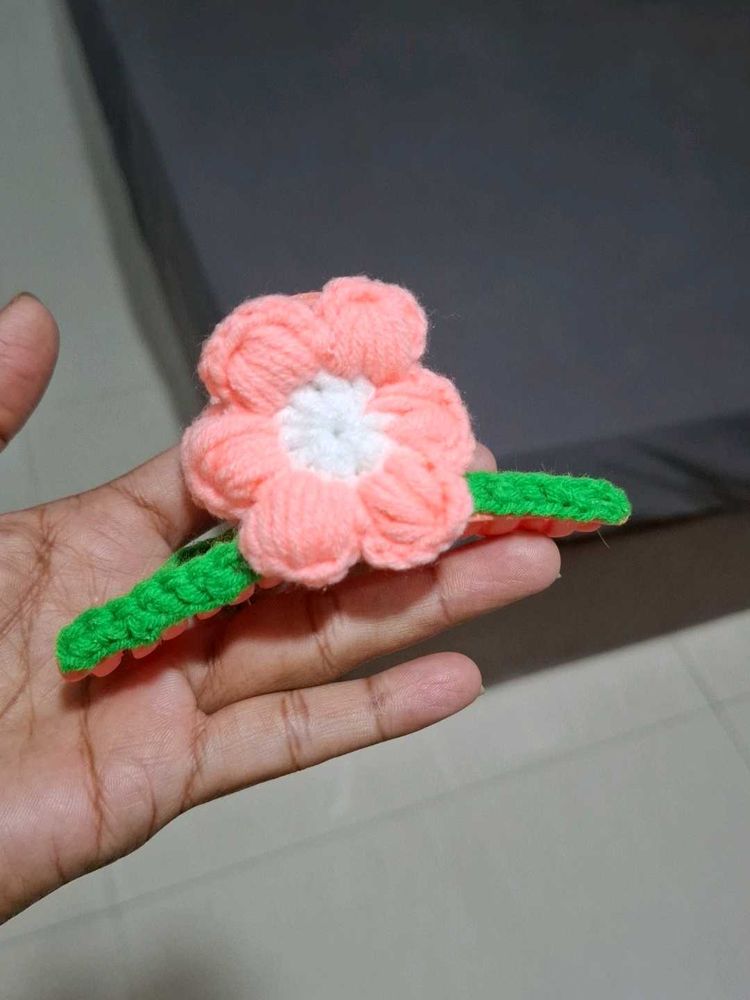 Cute Crochet Flower Hair Clip