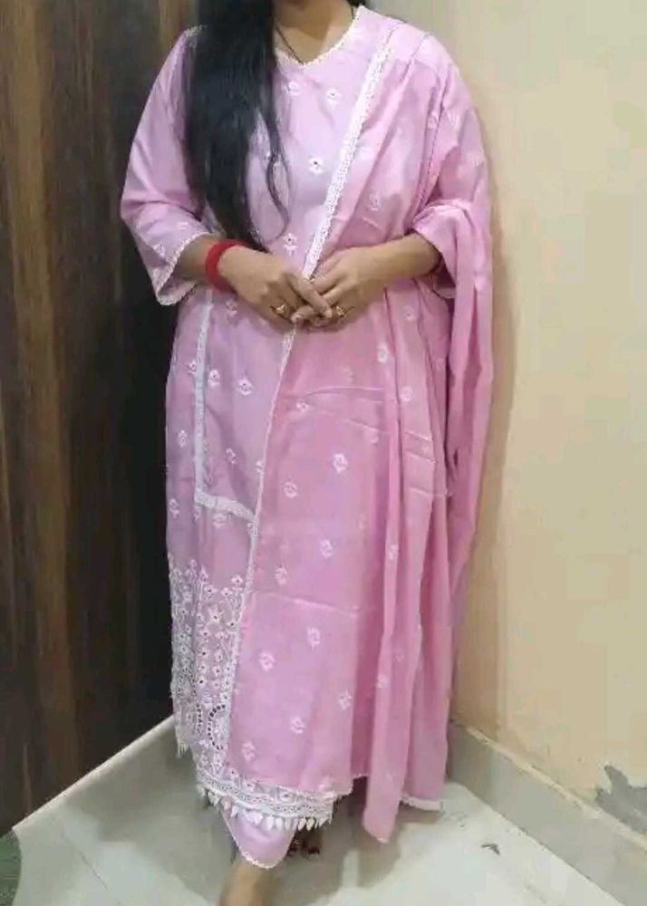 pink kurta set with dupatta