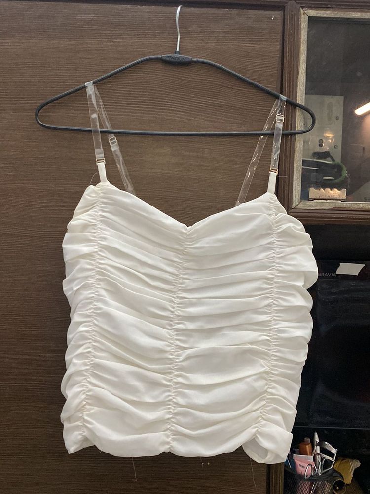 White Ruched Cami Top