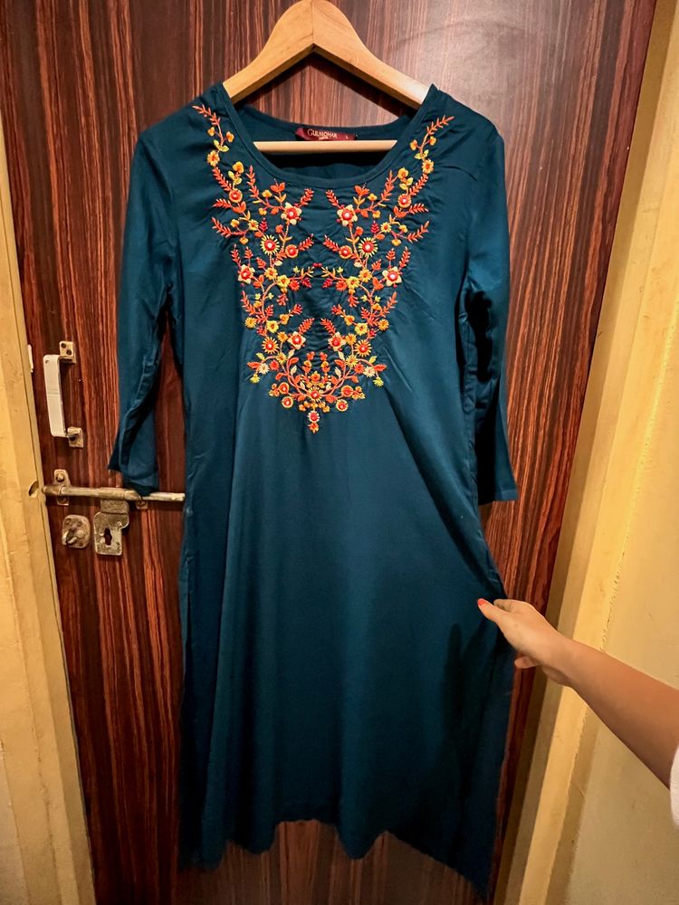 Peacock Green Colour Kurti