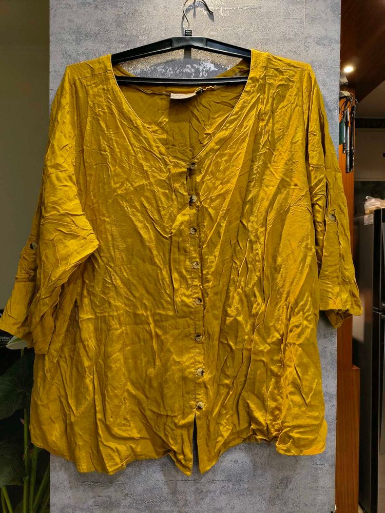 Mustard Button-Up Top