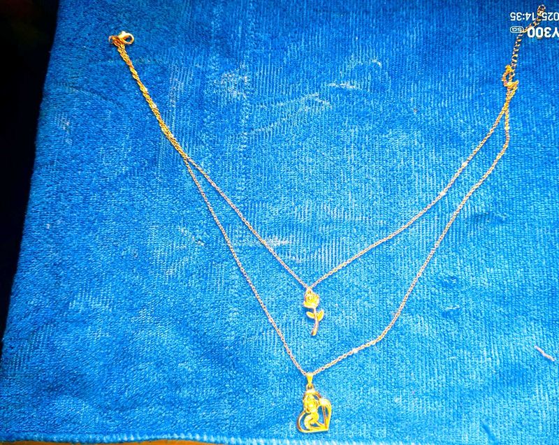 Layered Heart &amp; Rose Necklace