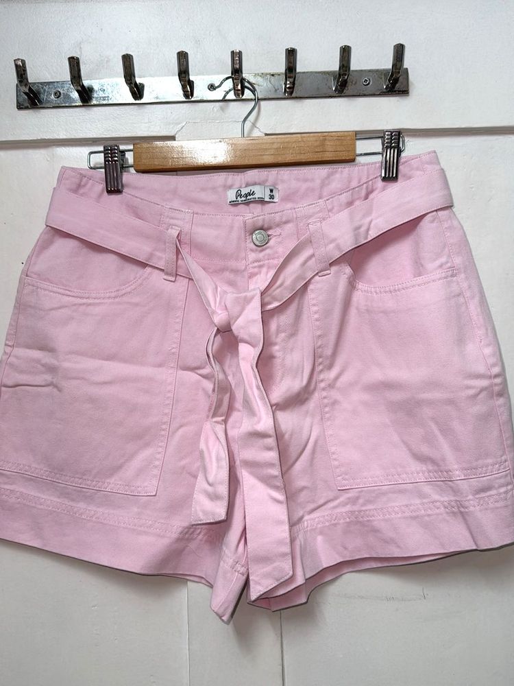 Baby Pink Belted Shorts(Brand New)