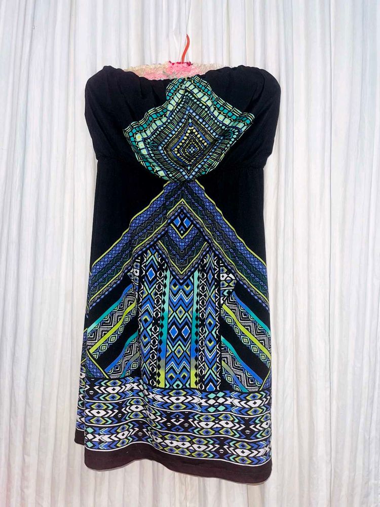 Strapless Patterned Mini Dress