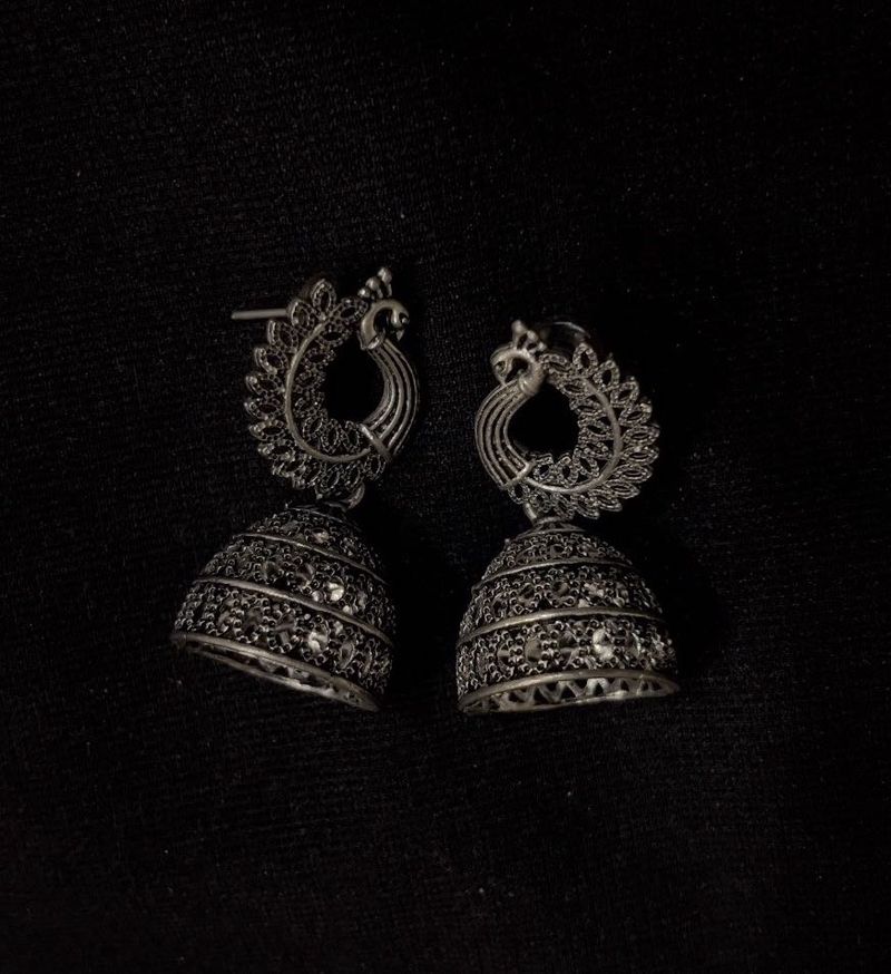 Peacock Oxidised Jhumkas