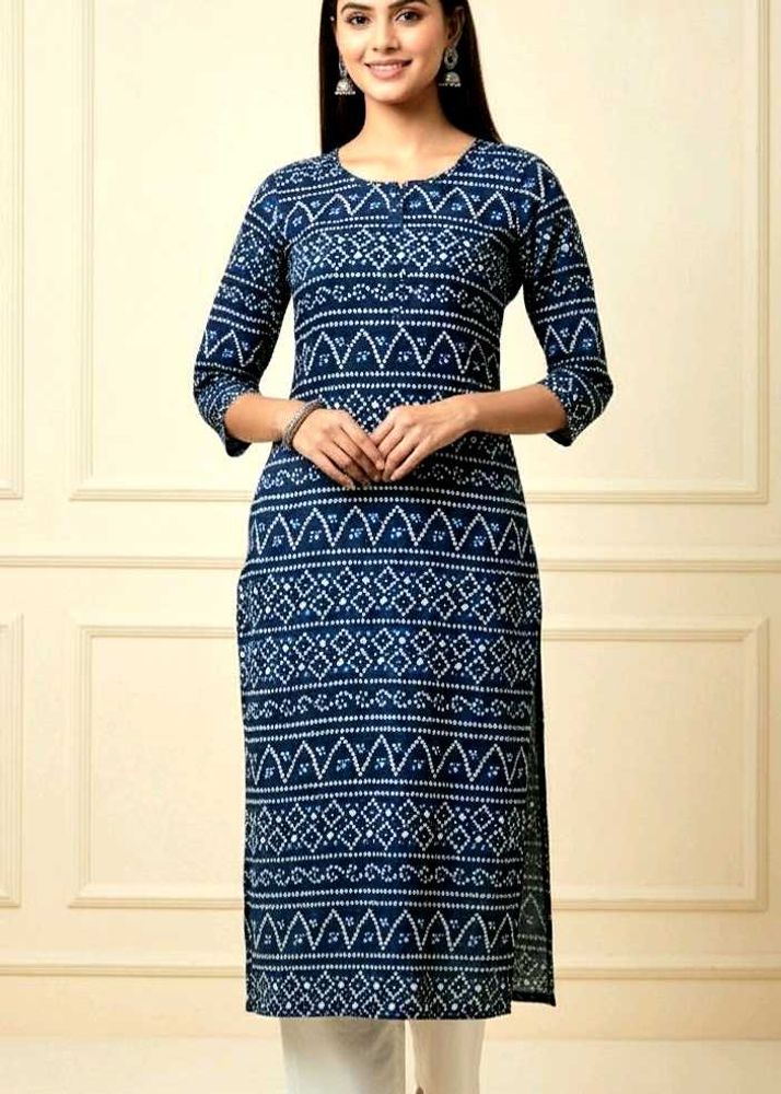 Trendy Indigo Cotton Kurti – Fresh Piece | M Size