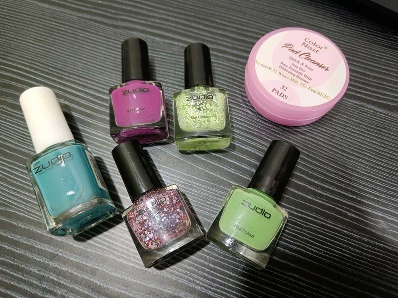 Combo Of 5 Nail Polish with wipes