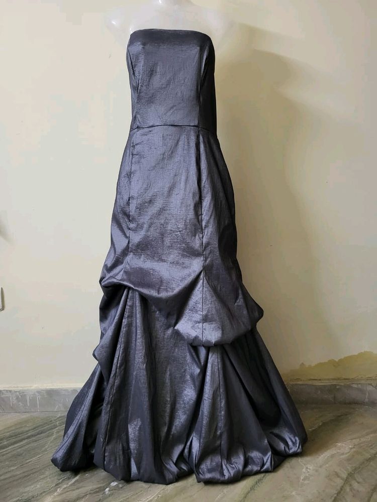 Elegant Gray Strapless Formal Dress