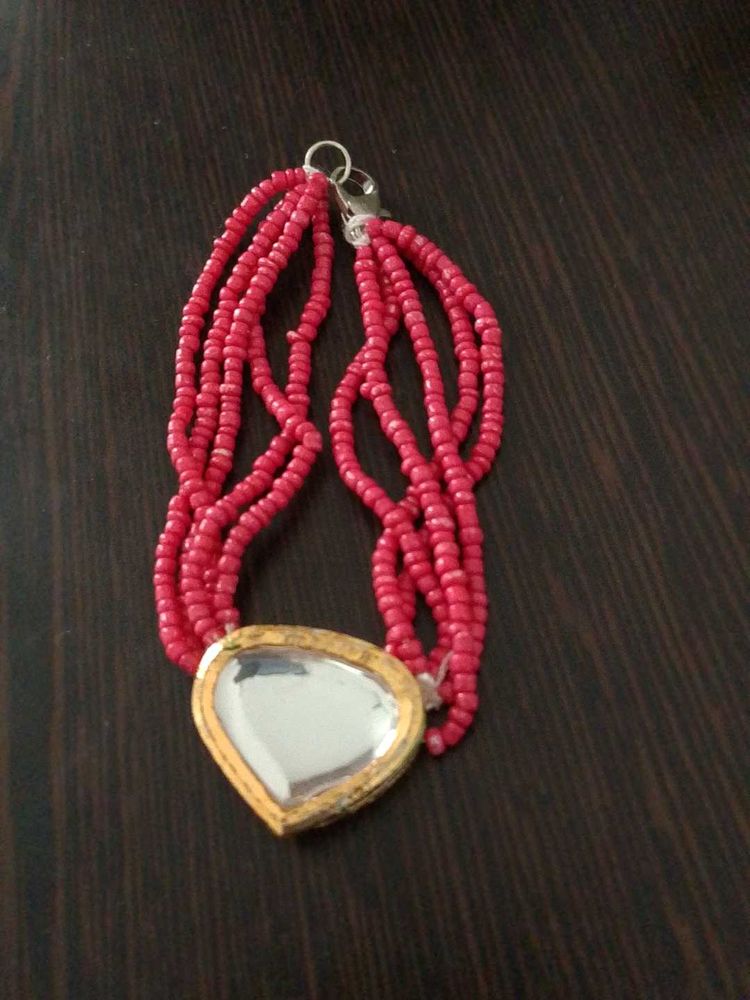Red Beaded Necklace with Pendant