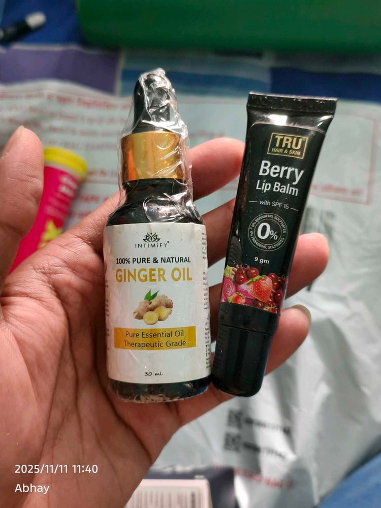 ginger essential oil + spf lip balm set