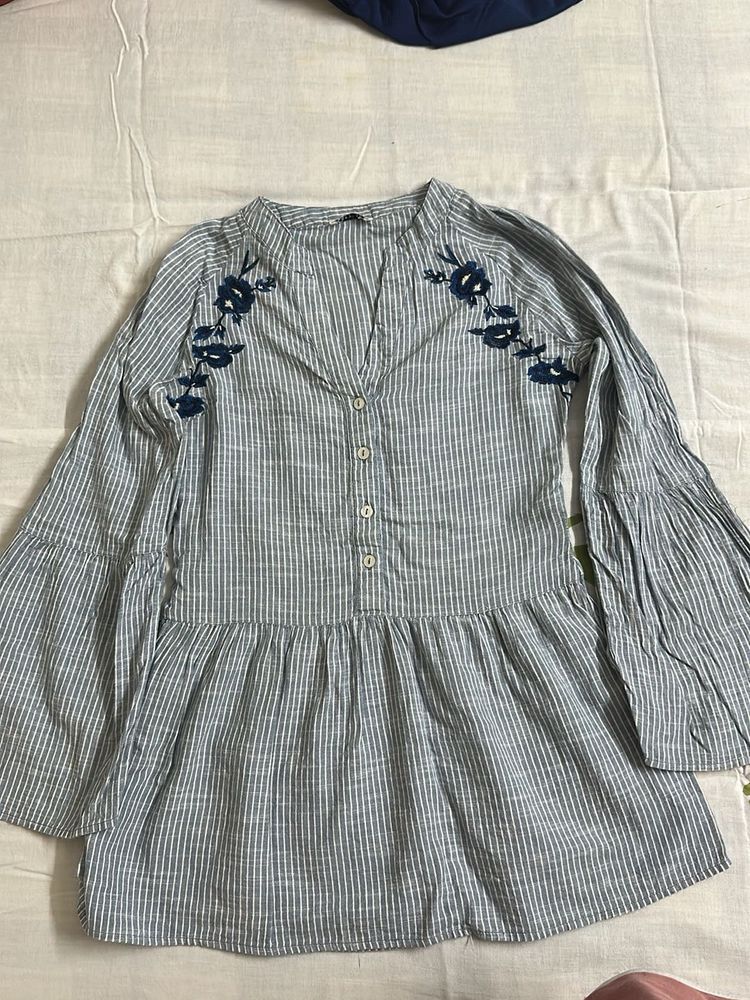 Peplum Style Kurti With Bell Sleeves