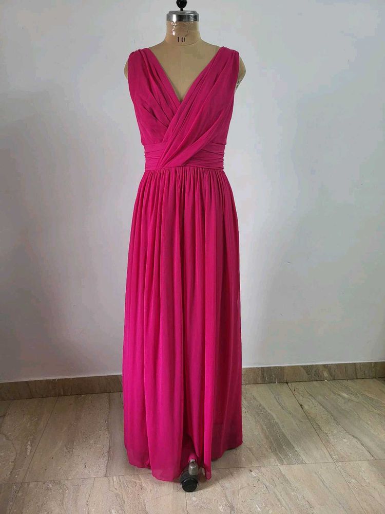 Hot Pink Chiffon Gown
