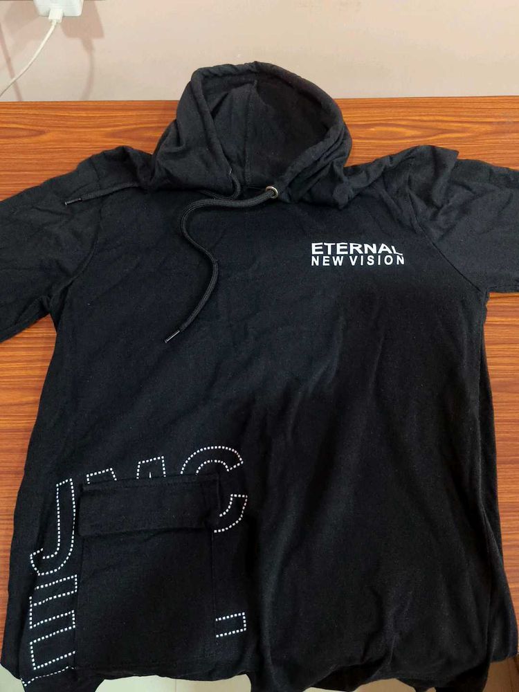 Black Graphic Print Hoodie