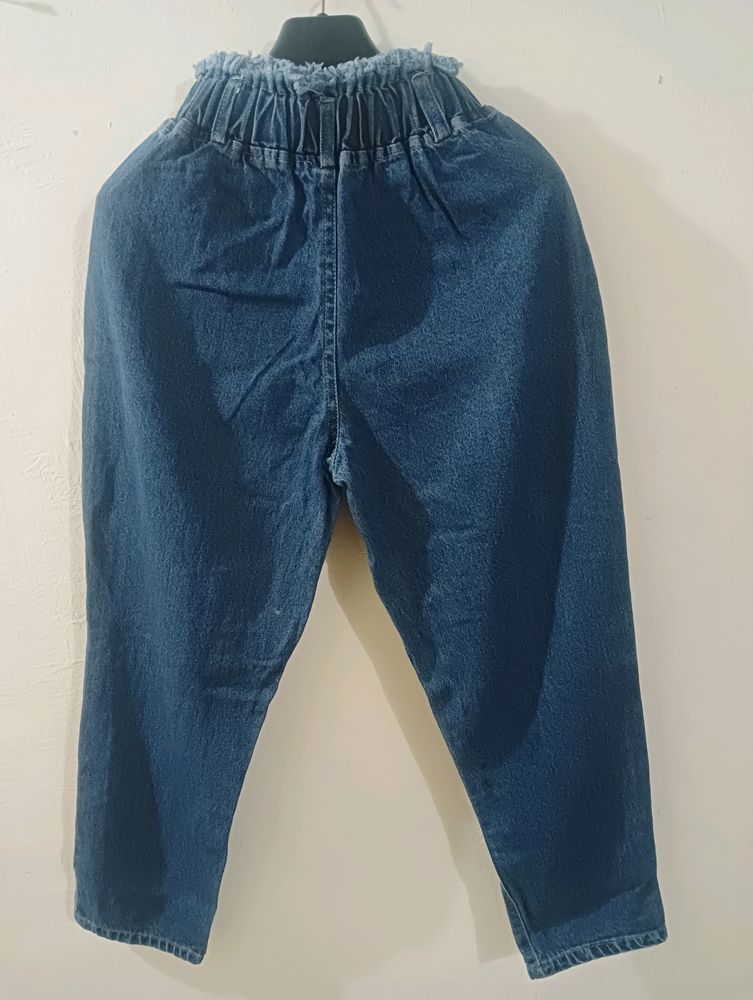 Elastic Blue Joggers For All Waist ✨🤍