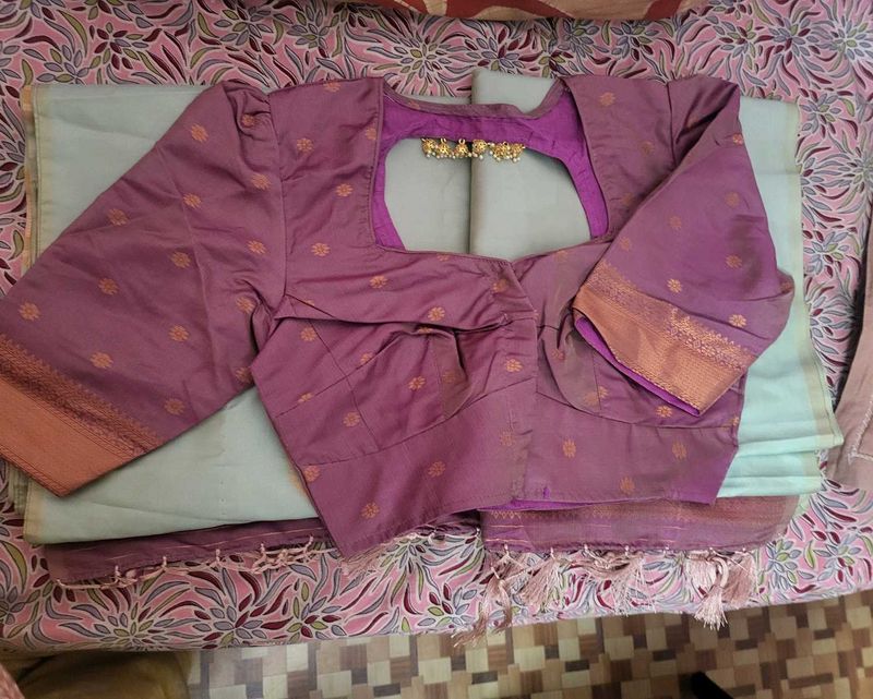 Elegant Pista greenSaree Blouse