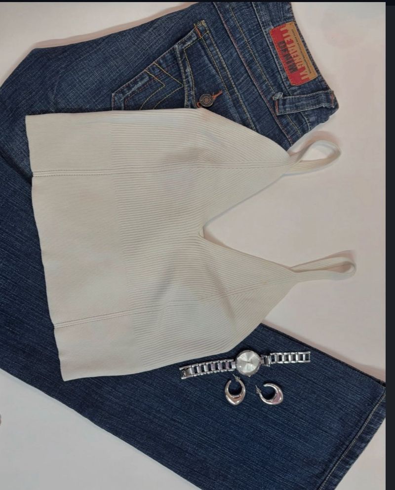 White Knit Crop Top