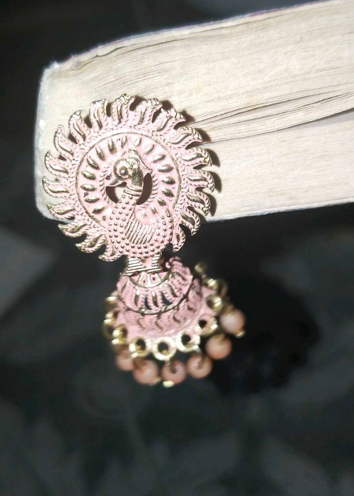 Pink Jhumka Earrings