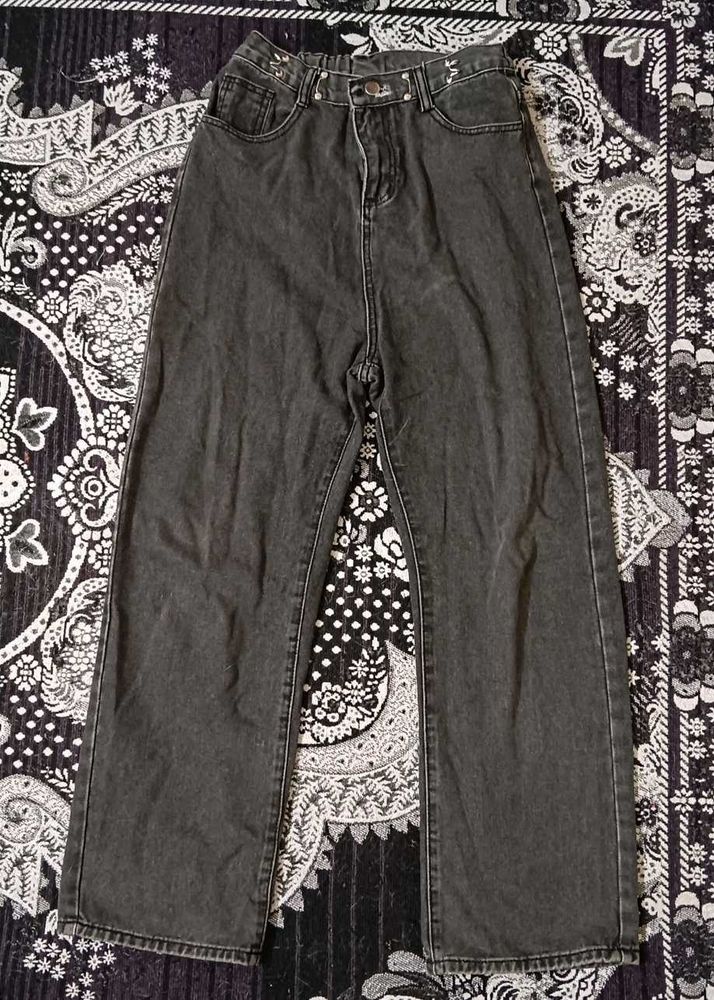 Wide Leg Dark Gray Jeans