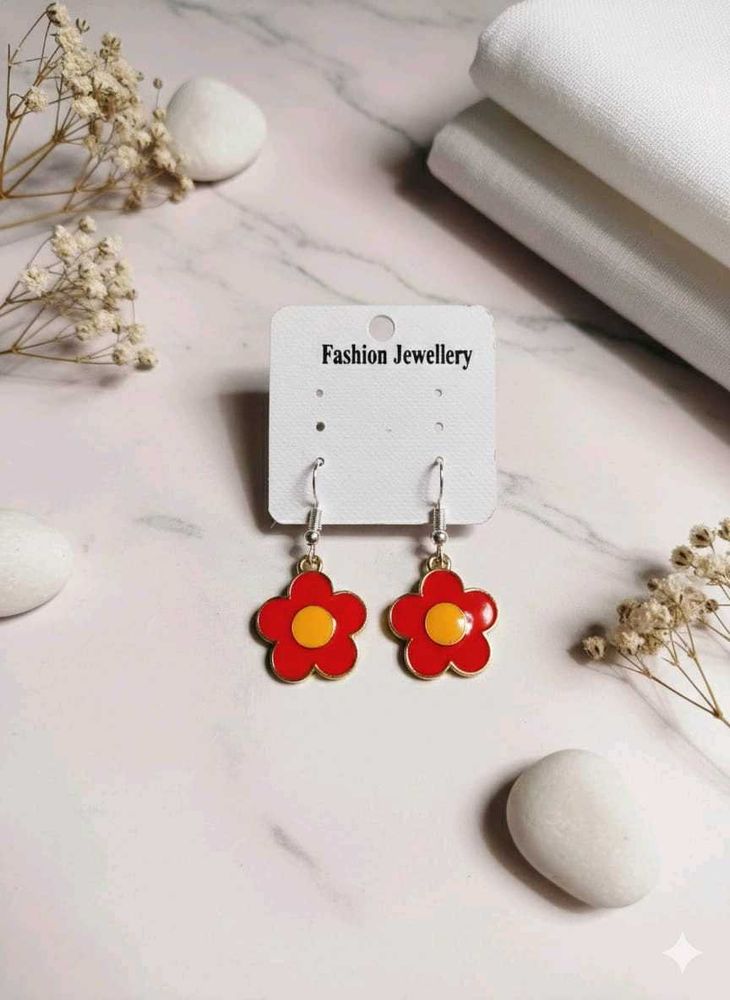 Red Flower Power Earrings
