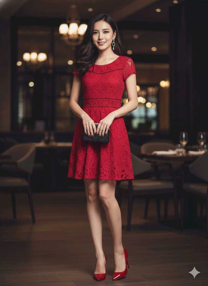 Stunning Red Lace Mini Dress