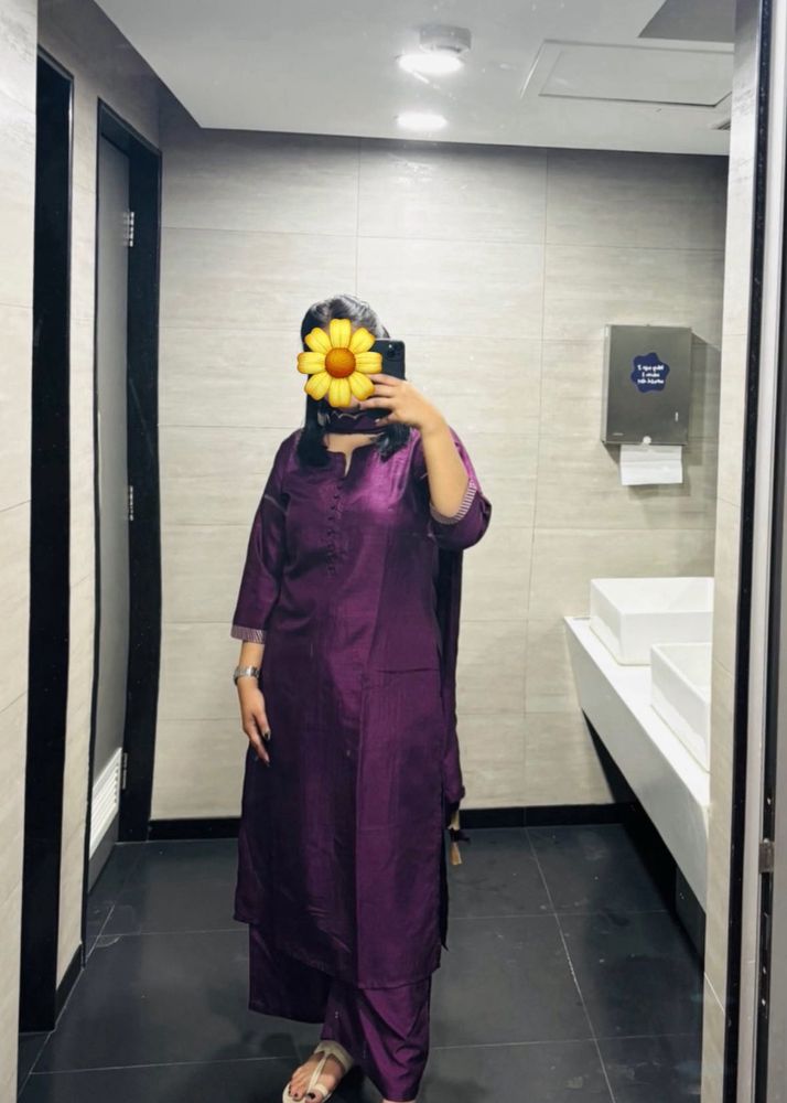 Purple Kurti Set With Dupatta | XXL