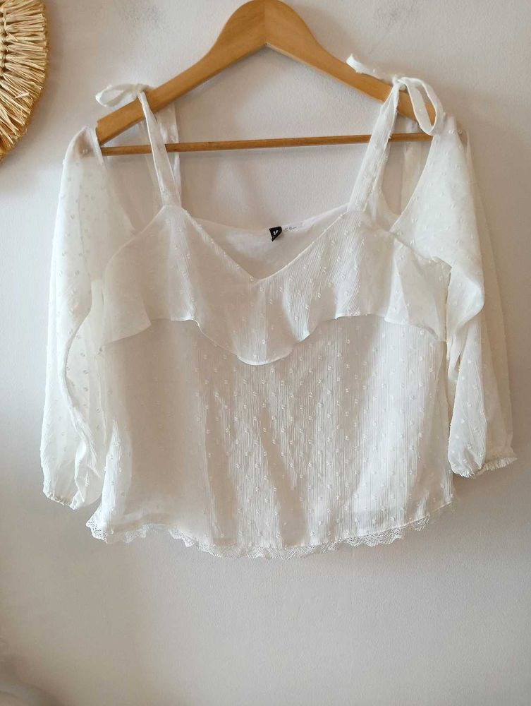 H&amp;M White Pinterest Boho Top