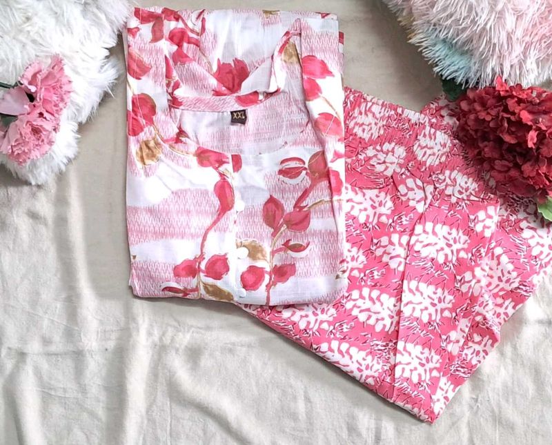 Pink Floral Pant Set