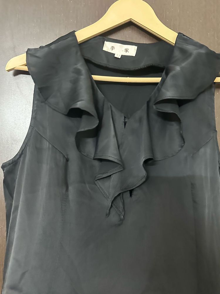 Elegant Black Ruffle Mini Dress