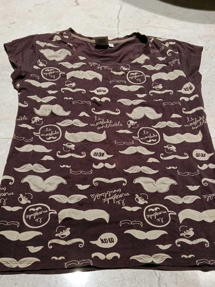 Novelty Mustache Print Tee