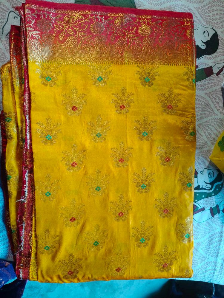 Yellow Banarasi Style Saree
