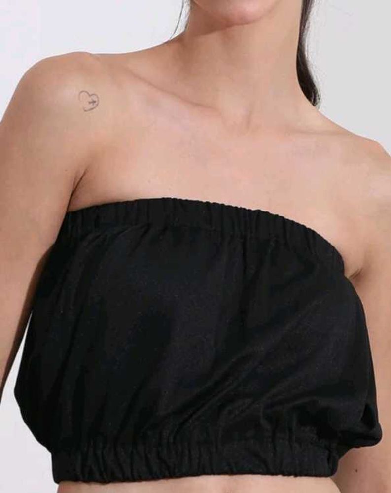 Shein Strapless Elasticated Waist Pleated Short