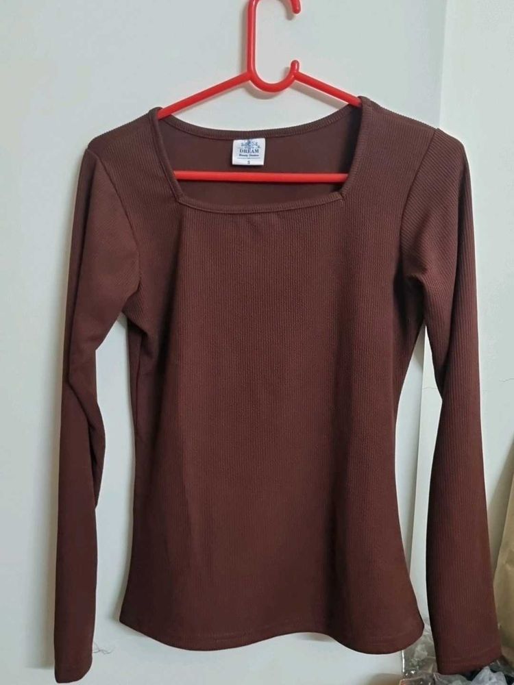 Brown Long Sleeve Top