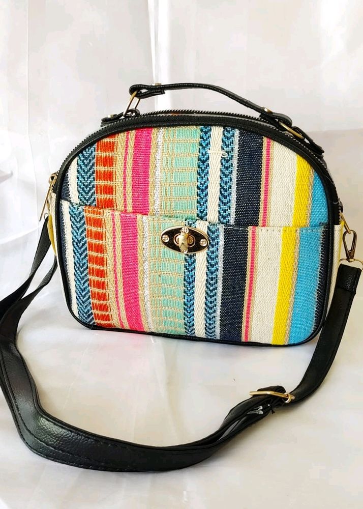 Beautiful Spacious Ikkat Box Sling Bag
