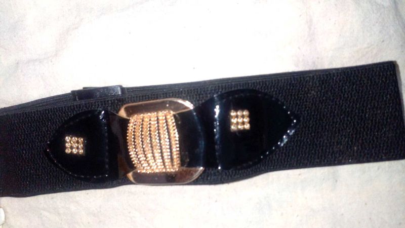Black Elastic Rhinestone Belt