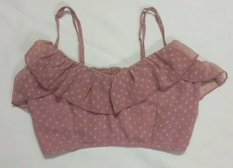Pich Polka Dot Crop Top