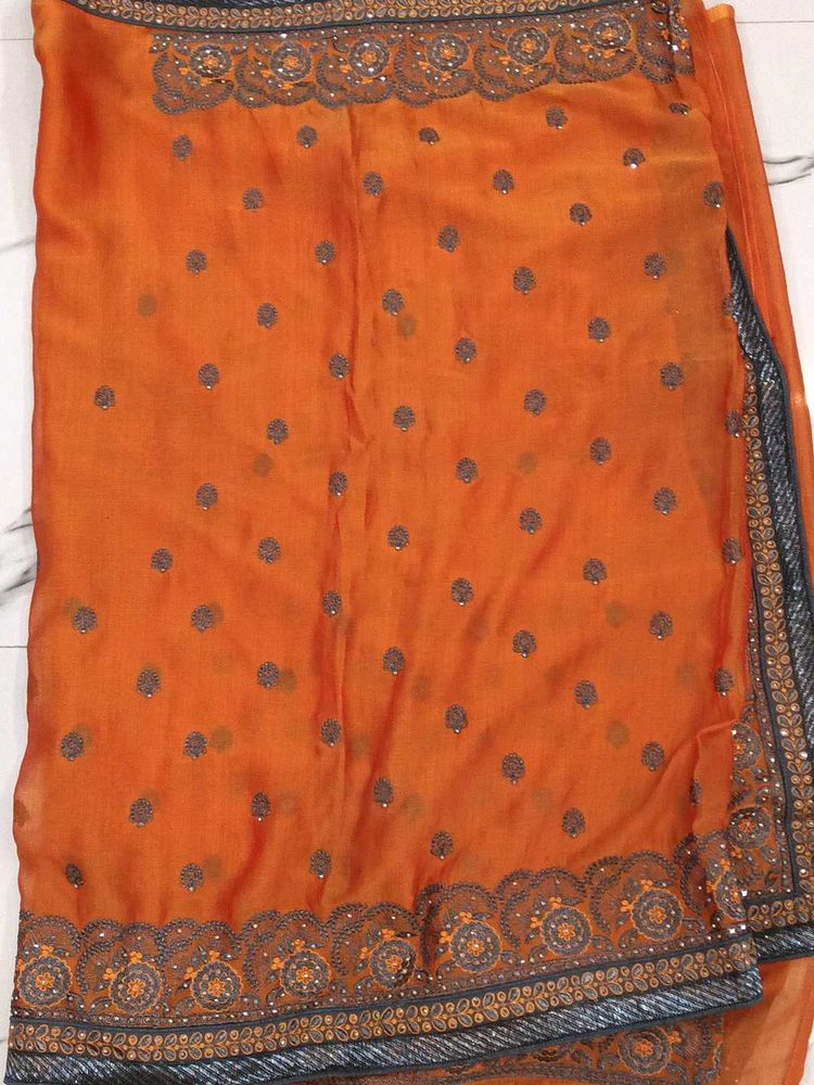Elegant Orange Saree