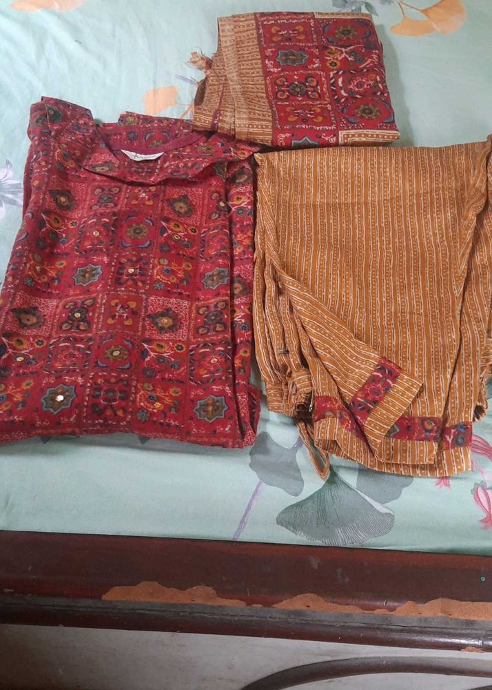 Beautiful Cotswool Kurta Pant With Stole