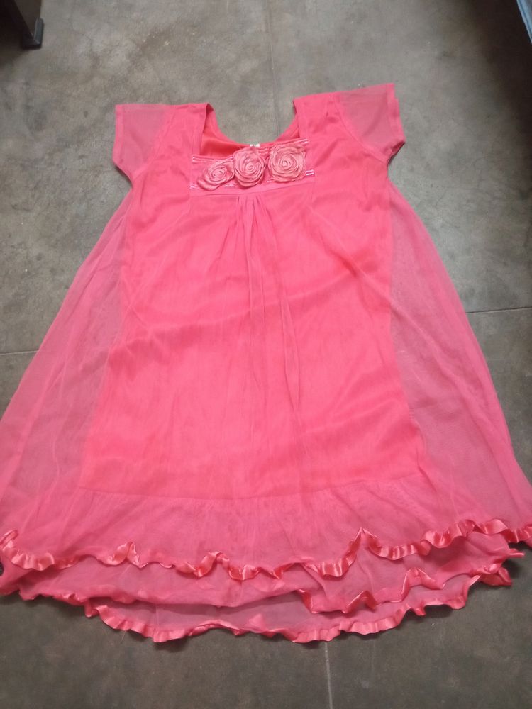 Pink Ruffle Trim Dress