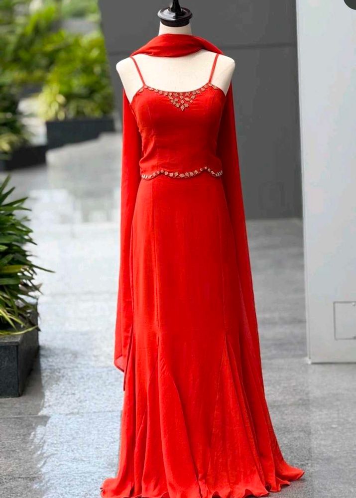 Elegant Orange designer Lehenga Set🔥