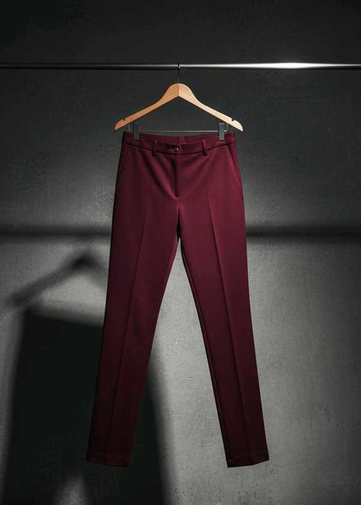 Burgundy Straight Lycra Pants